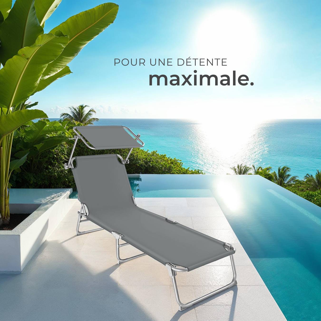 Chaise Longue Inclinable 2 En 1 – Transat + Fauteuil à Bascule – Repose-pieds – Textilène – Jardin, Terrasse, Camping – TecTake - 8