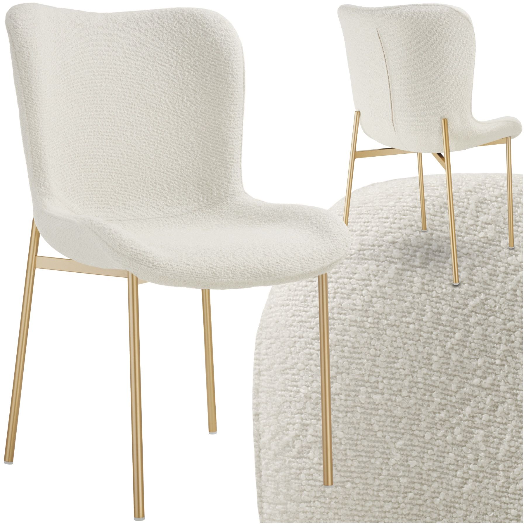 Chaise de couette rembourrée blanche avec pieds en bois 83 x 49 x 50 Chaise de couette rembourrée blanche avec pieds en bois 83 x 49 x 50