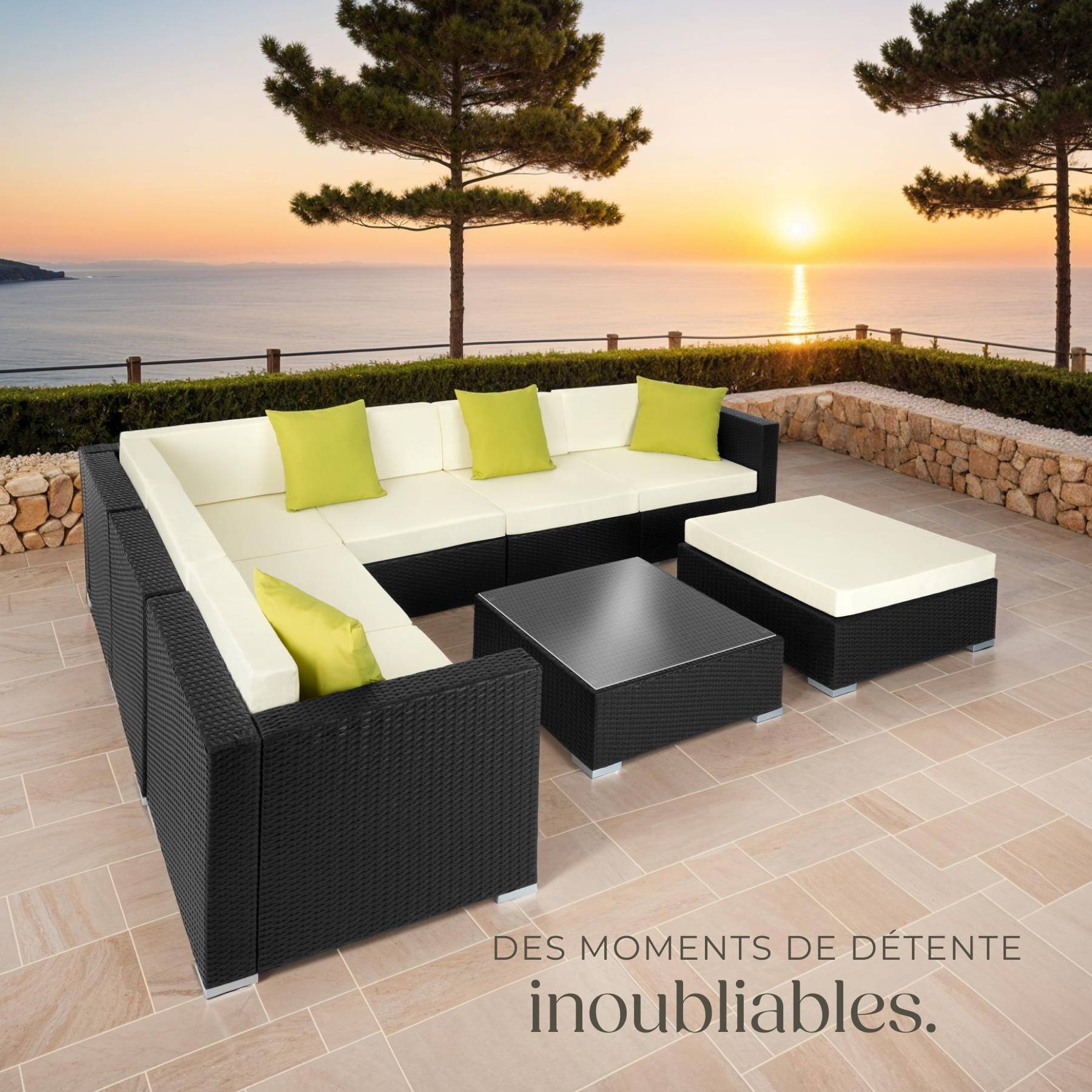 Salon Jardin 5 Places TecTake - Canapé Aluminium, Coussins Épais - Table Included - Terrasse, Balcon