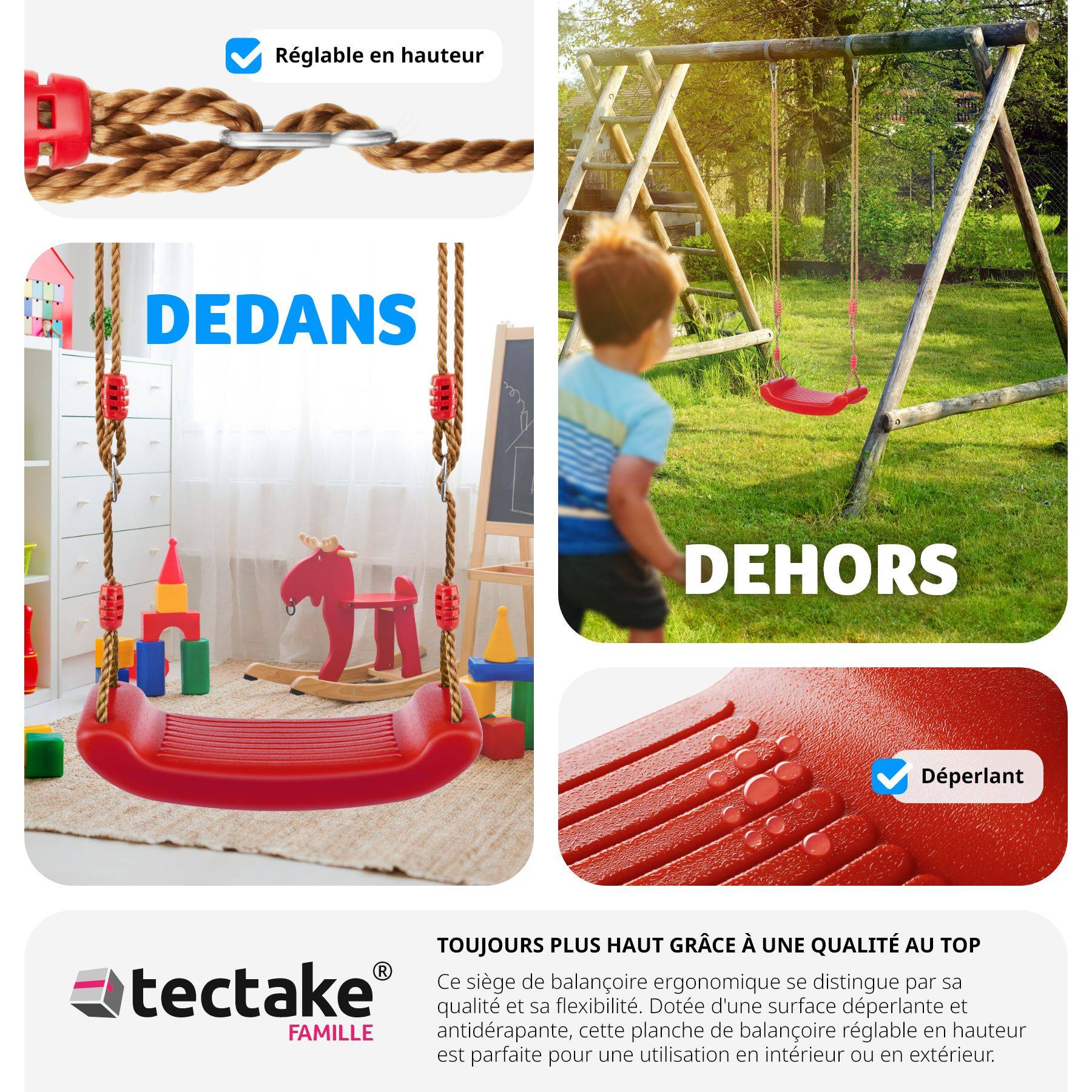Balançoire Enfant Seleware - Siège Plastique Orange Antidérapant | Corde Réglable 1,5-2 M Jeu Extérieur Sécurisé Balançoire Enfant Seleware - Siège Plastique Orange Antidérapant | Corde Réglable 1,5-2 M Jeu Extérieur Sécurisé