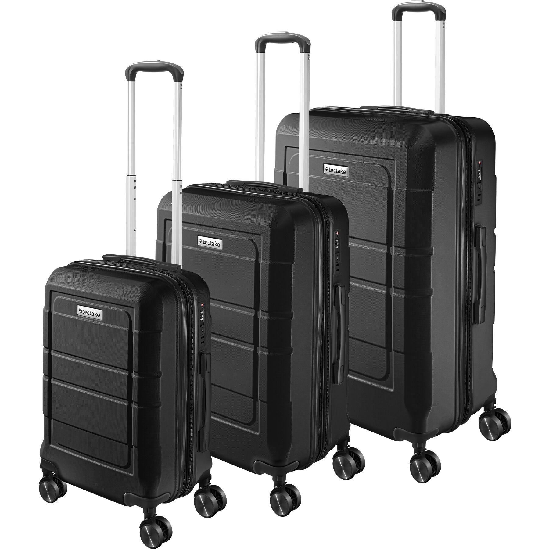 COOLIFE Set Valises Rigides ABS 4 Roues TSA – Jaune/Noir + Sac Voyage & Trousse Toilette Offerts