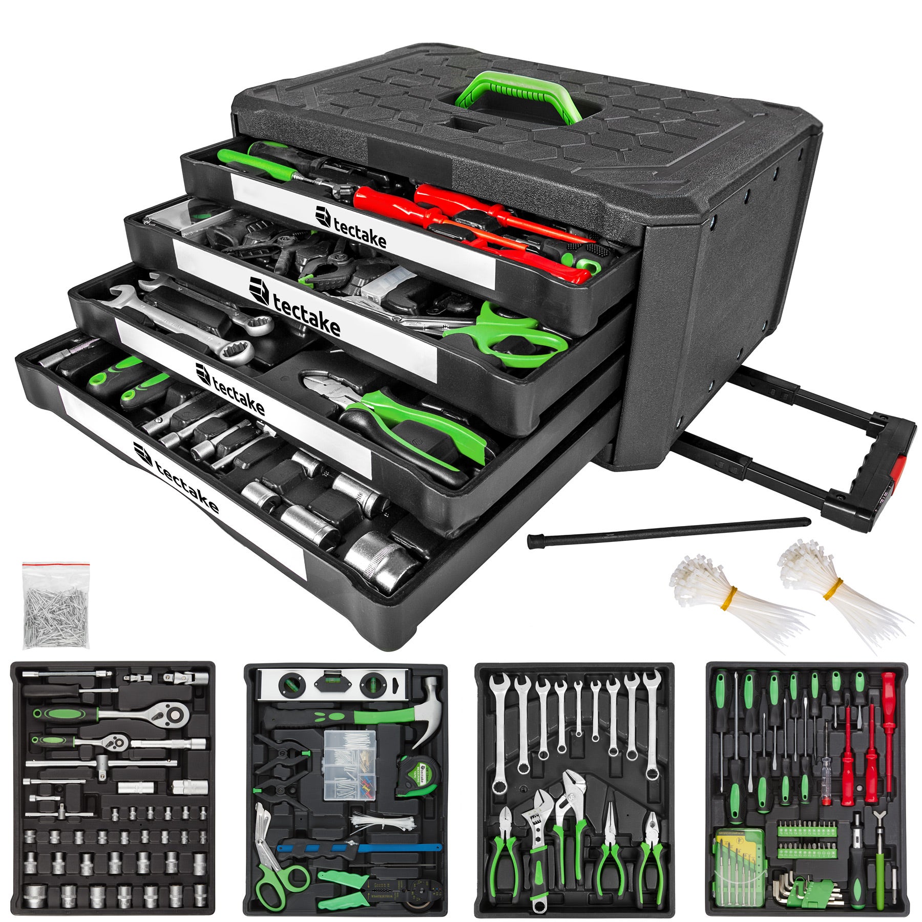 TecTake Mallette à outils trolley 599 pièces valise boite à tire caisse aluminium 