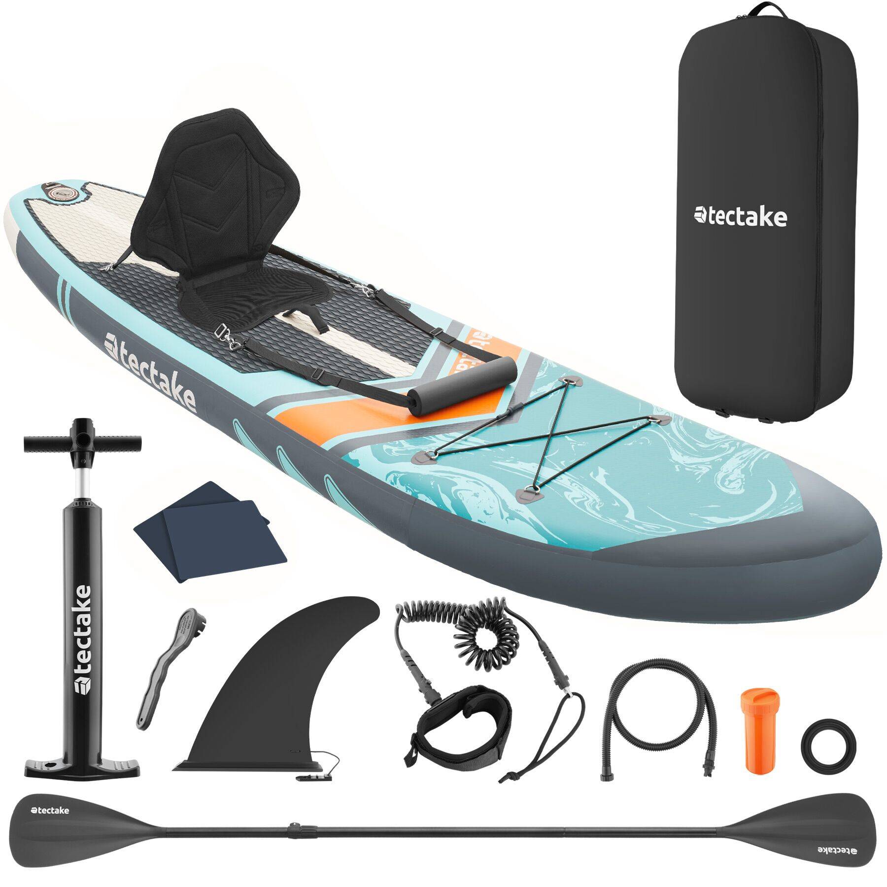 Stand-up Paddle Gonflable Tectake 1 Place - Kayak Inclus - Capacité 200kg - Pagaie Alu