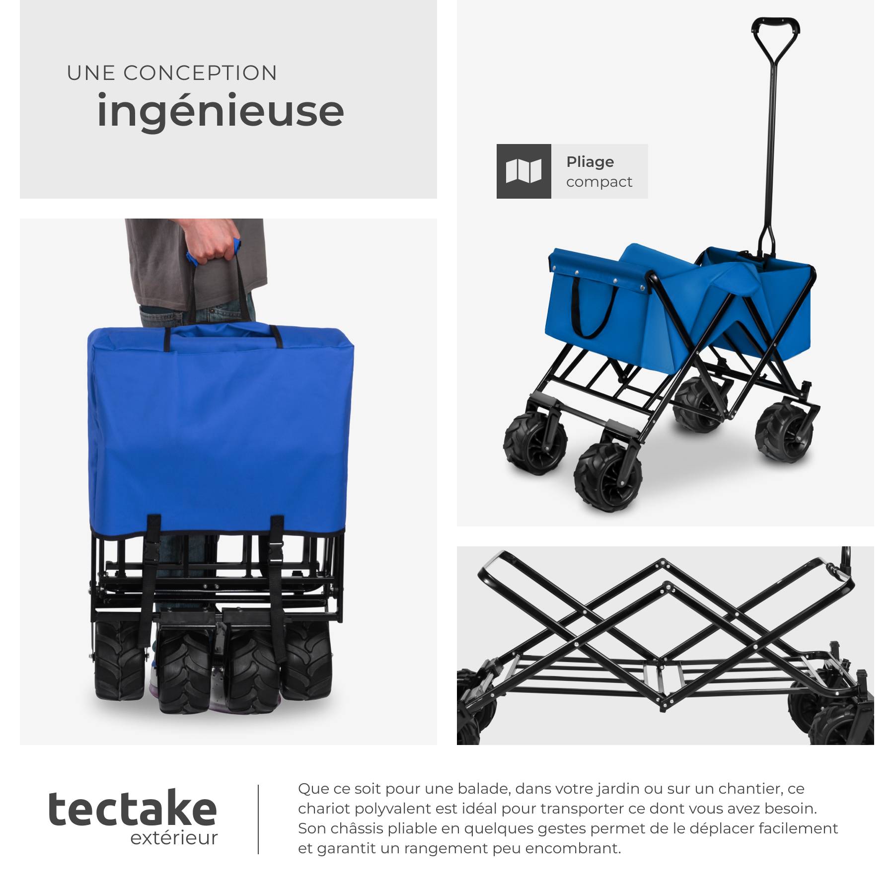 Chariot De Jardin Titan 3-en-1 - Capacité 350 Kg, Pneus Gonflables 10 Pouces, Montage Simple 8 Minutes
