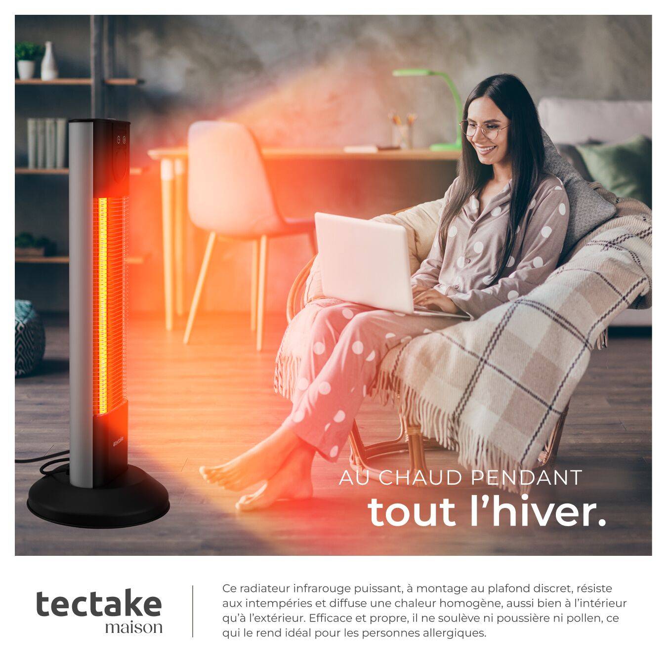 Radiateur Infrarouge Mural 1000W Avec Image - Chauffage Rapide, Thermostat, économe (image Aurore Boréale)