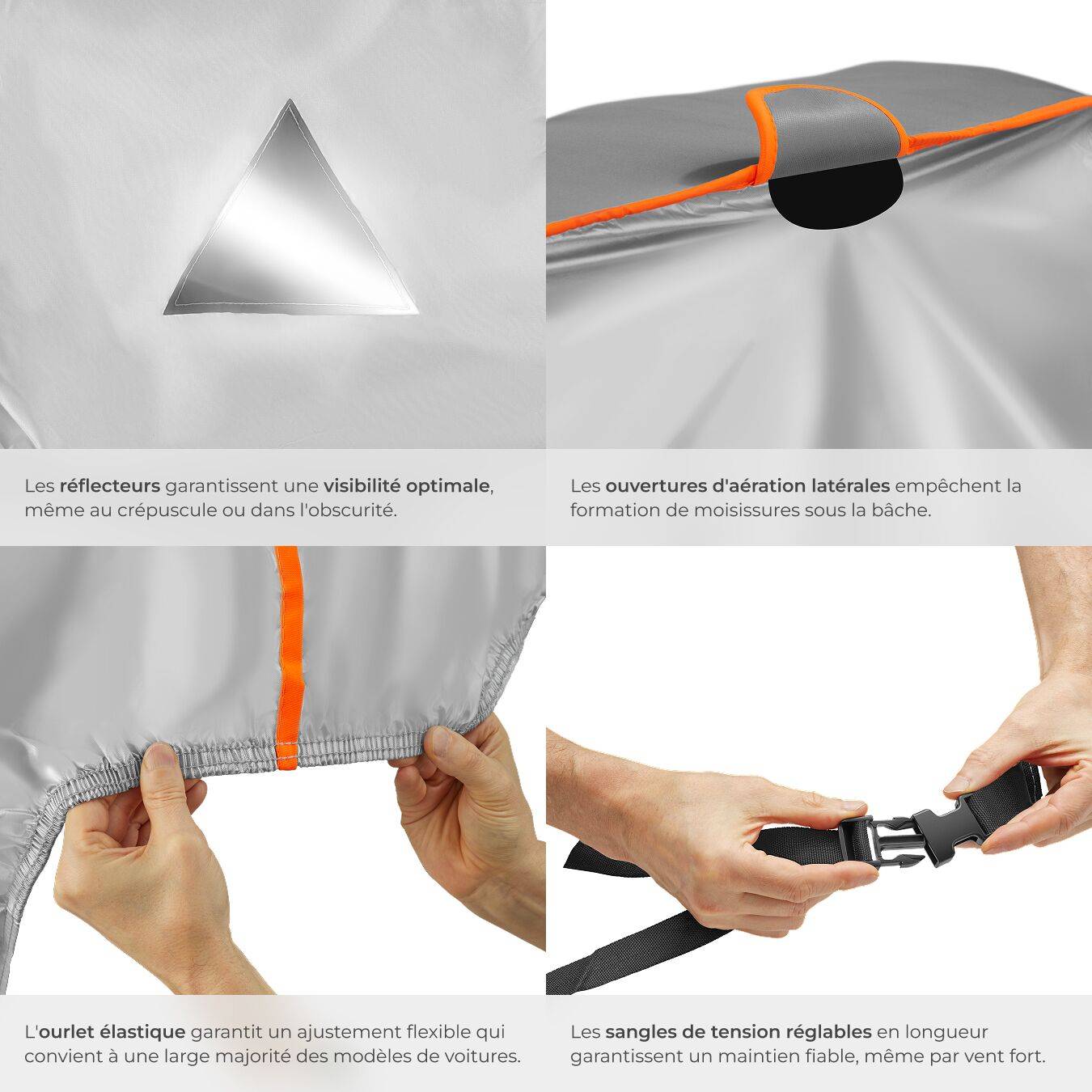 Housse De Protection Anti-grêle AIXAM Crossover - 5 Couches, étanche, Anti-UV, Avec Bandes Réfléchissantes - 4
