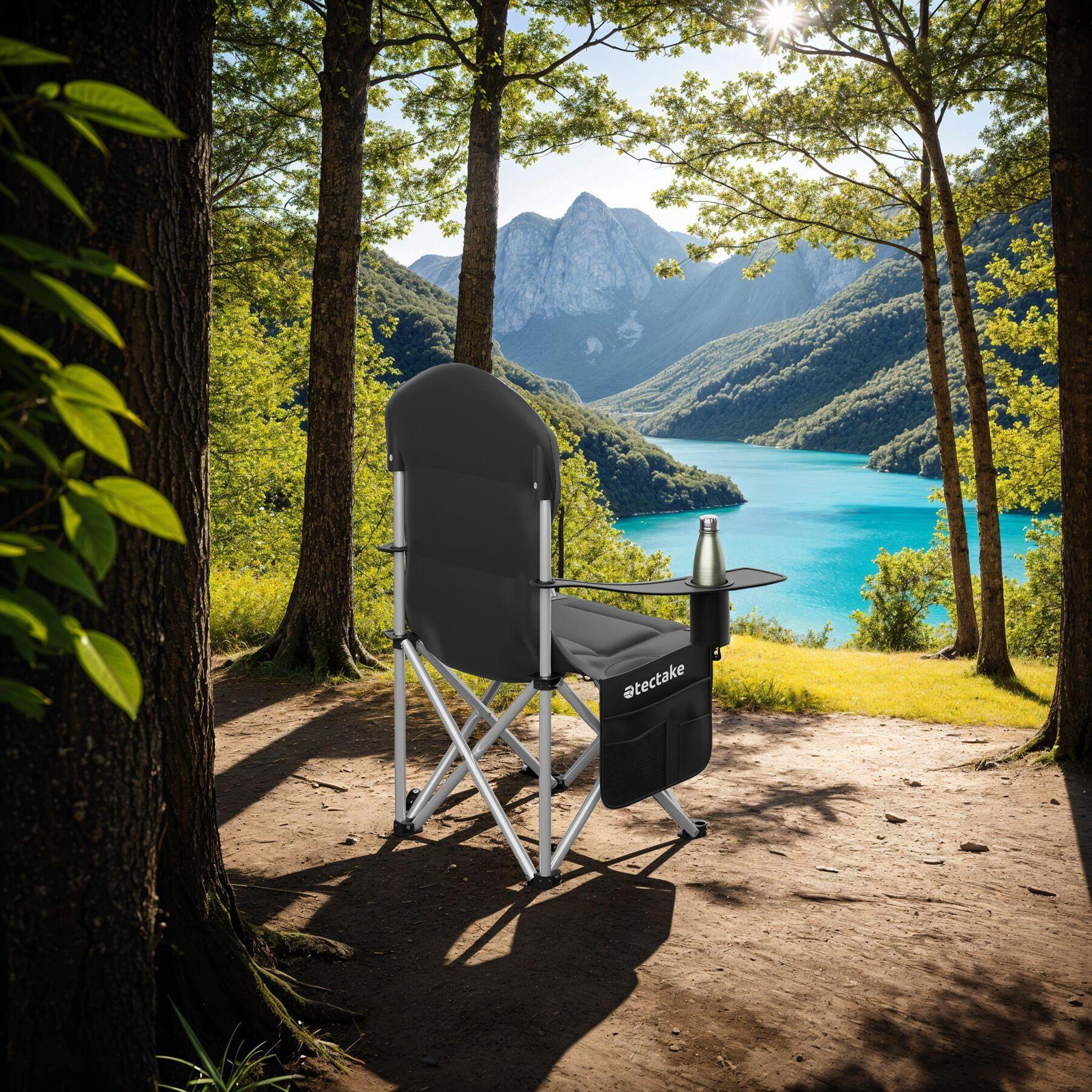 Chaise De Camping Pliante Relaxdays - Dossier Inclinable 2 Positions, Assise Rembourrée - Cadre Acier, Capacité 130 Kg - Gris