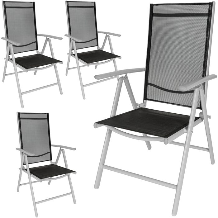 Lot de 4 chaises de jardin pliantes en aluminium