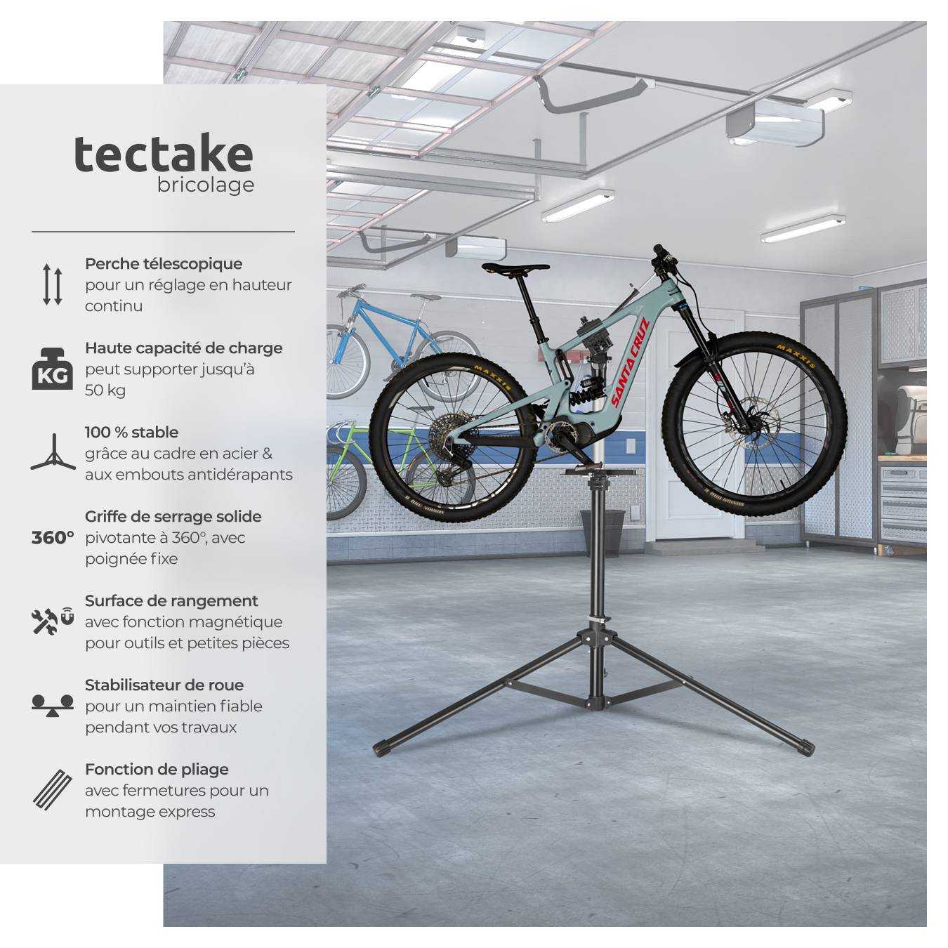 Support De Réparation Pour Vélo Pliable - Professional Bike Stand Denotip, 50kg Capacité
