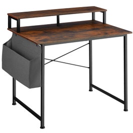 Table de bureau avec étagère de rangement et poche en tissu