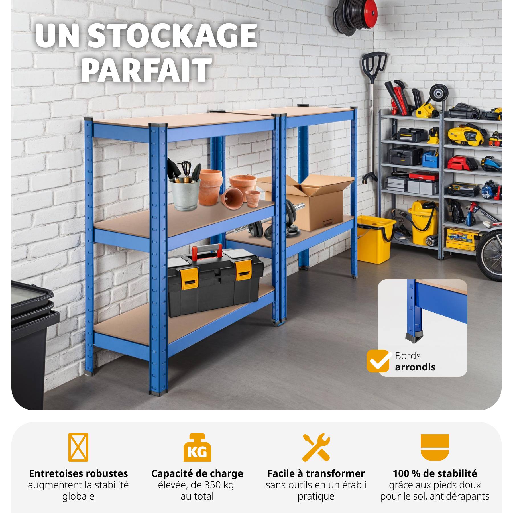 Étagère De Rangement Garage 5 Niveaux Dayplus - Charge Max 875 Kg, Système Clipsable Sans Vis, Métal Galvanisé - Neuf