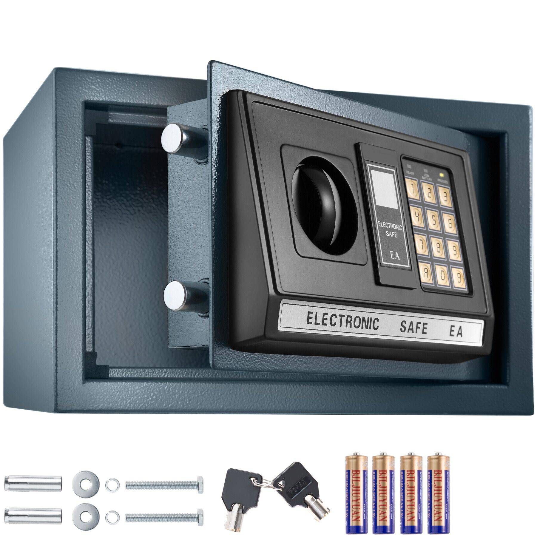 Coffre-Fort Électronique 31x20x20 Cm Avec Batterie Externe - Sécurité Maison Hôtel Anti-Effraction Gris