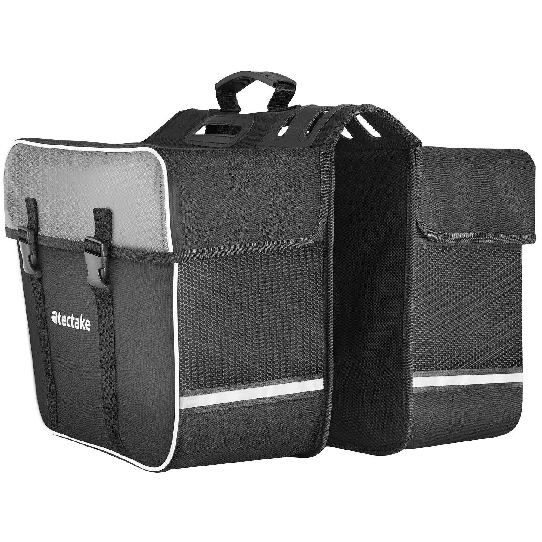 TecTake Double Sacoche De Vélo Porte-Bagage 35L Imperméable - Bandes Réfléchissantes & Poches Filet Pour Bicyclette