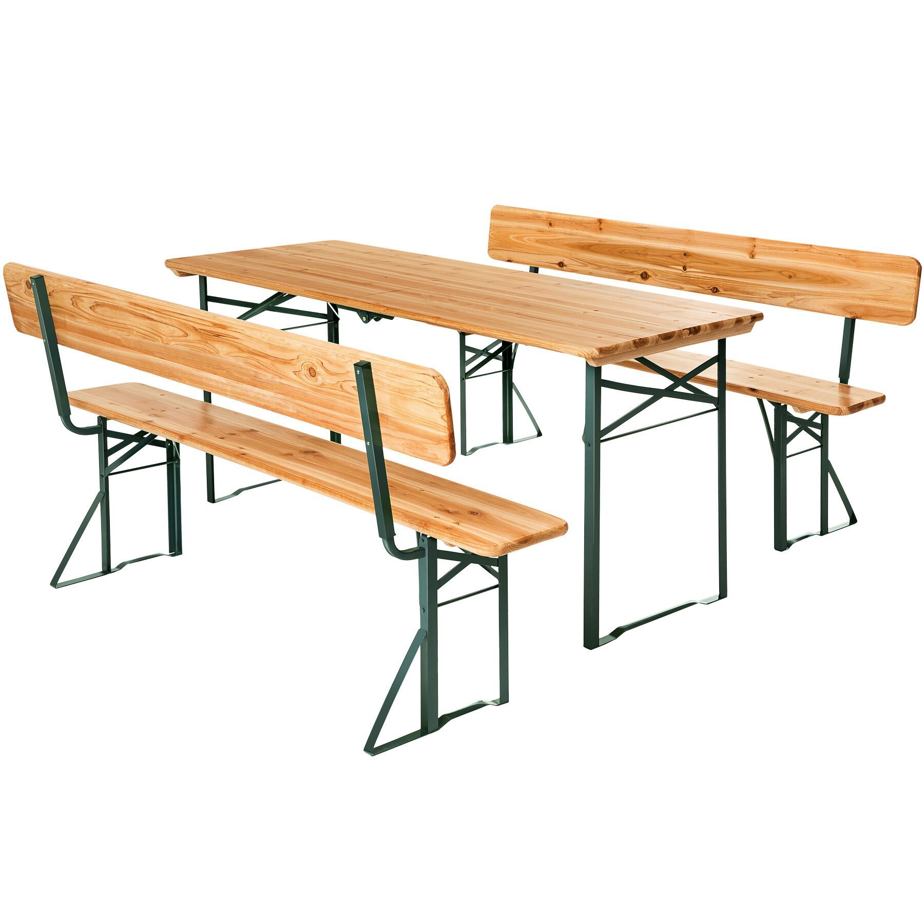 Ensemble table et bancs avec dossiers FRANZ II 3 pièces pliables