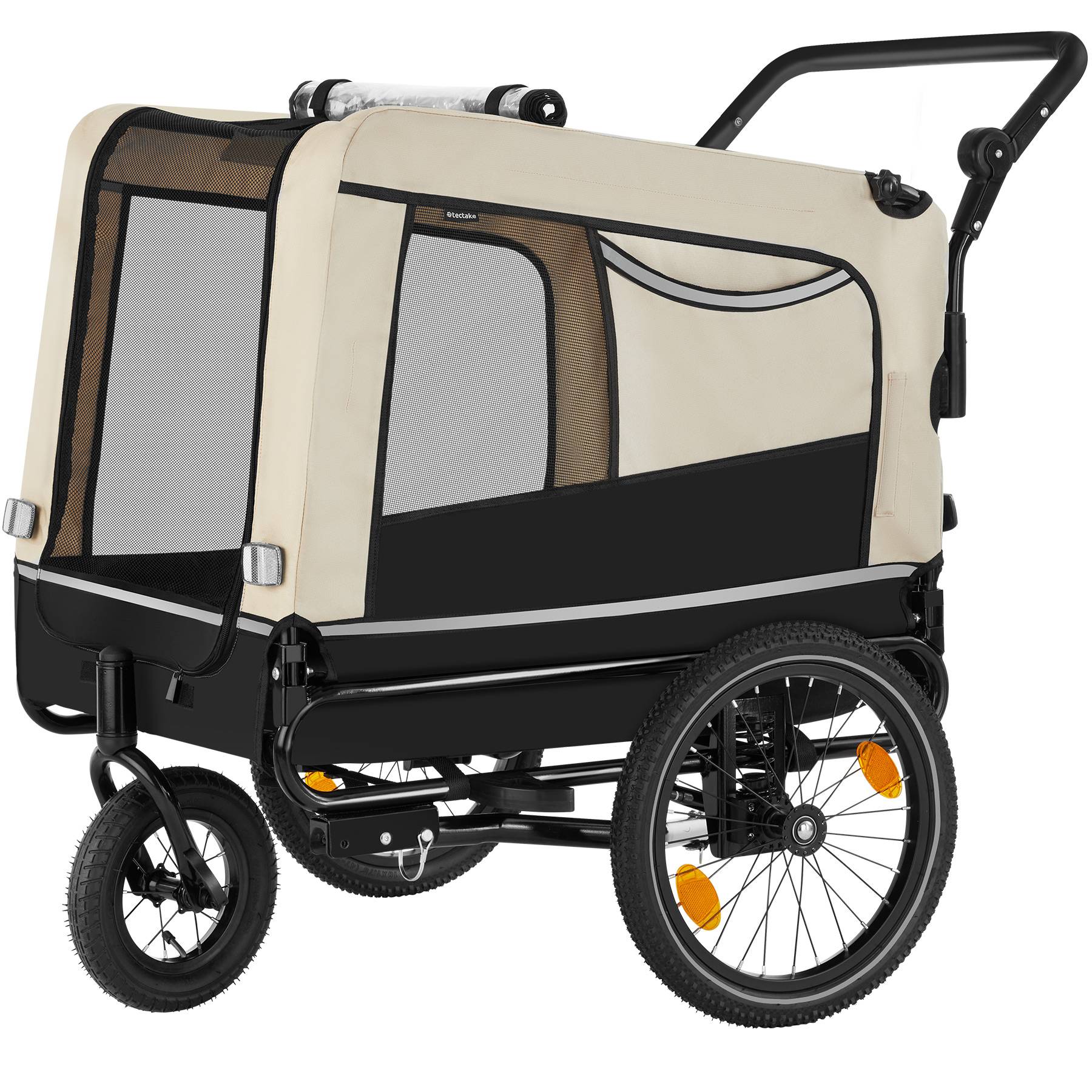 Remorque Vélo Pour Chien Wiltec 40kg - Poussette Sécurisée Avec Moustiquaire Et Housse Anti-Pluie | 220x70x78 Cm
