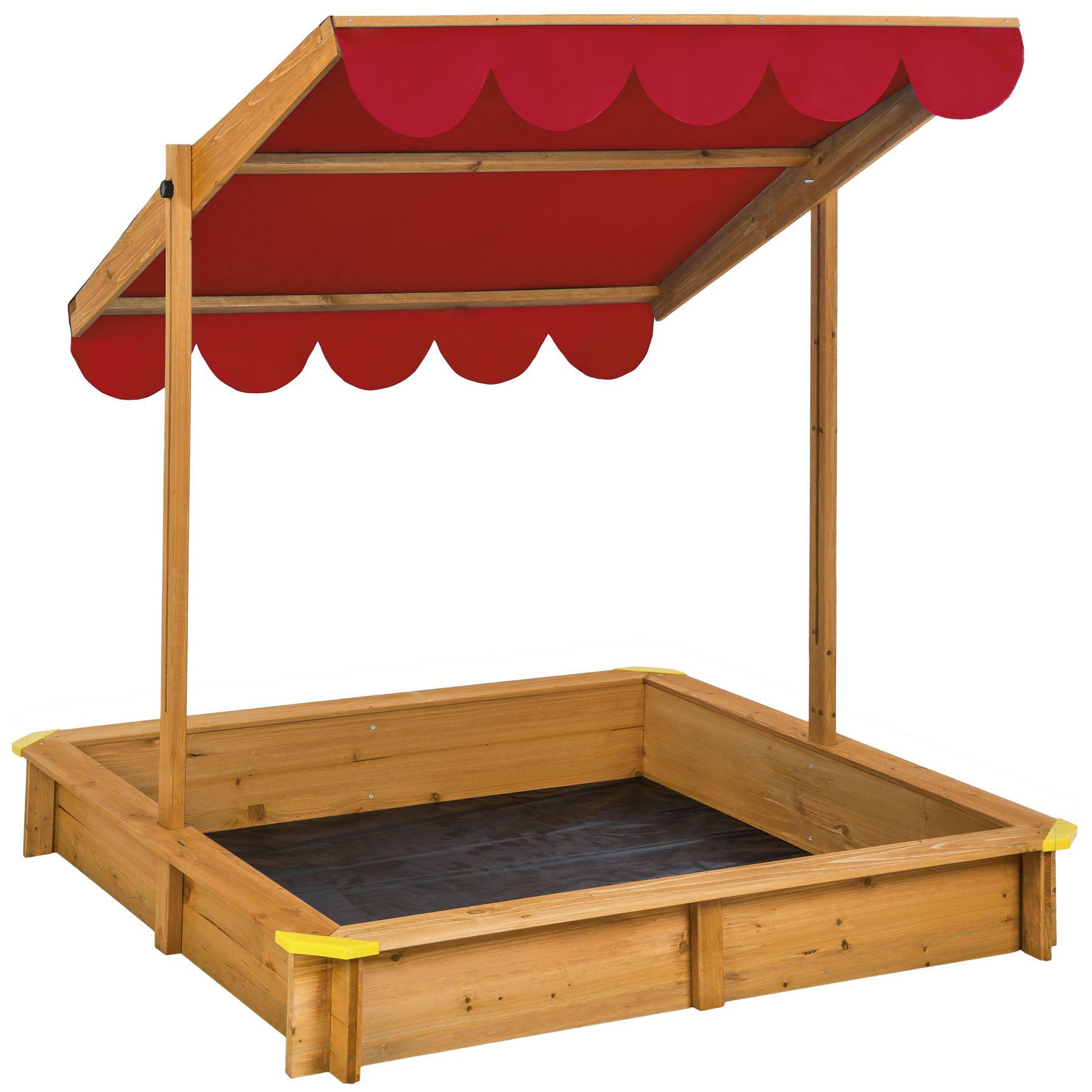 Bac à Sable En Bois Massif Avec Véranda - 106x105x137cm - Roues Et Toit Ouvrant - Pour Jardin Enfant