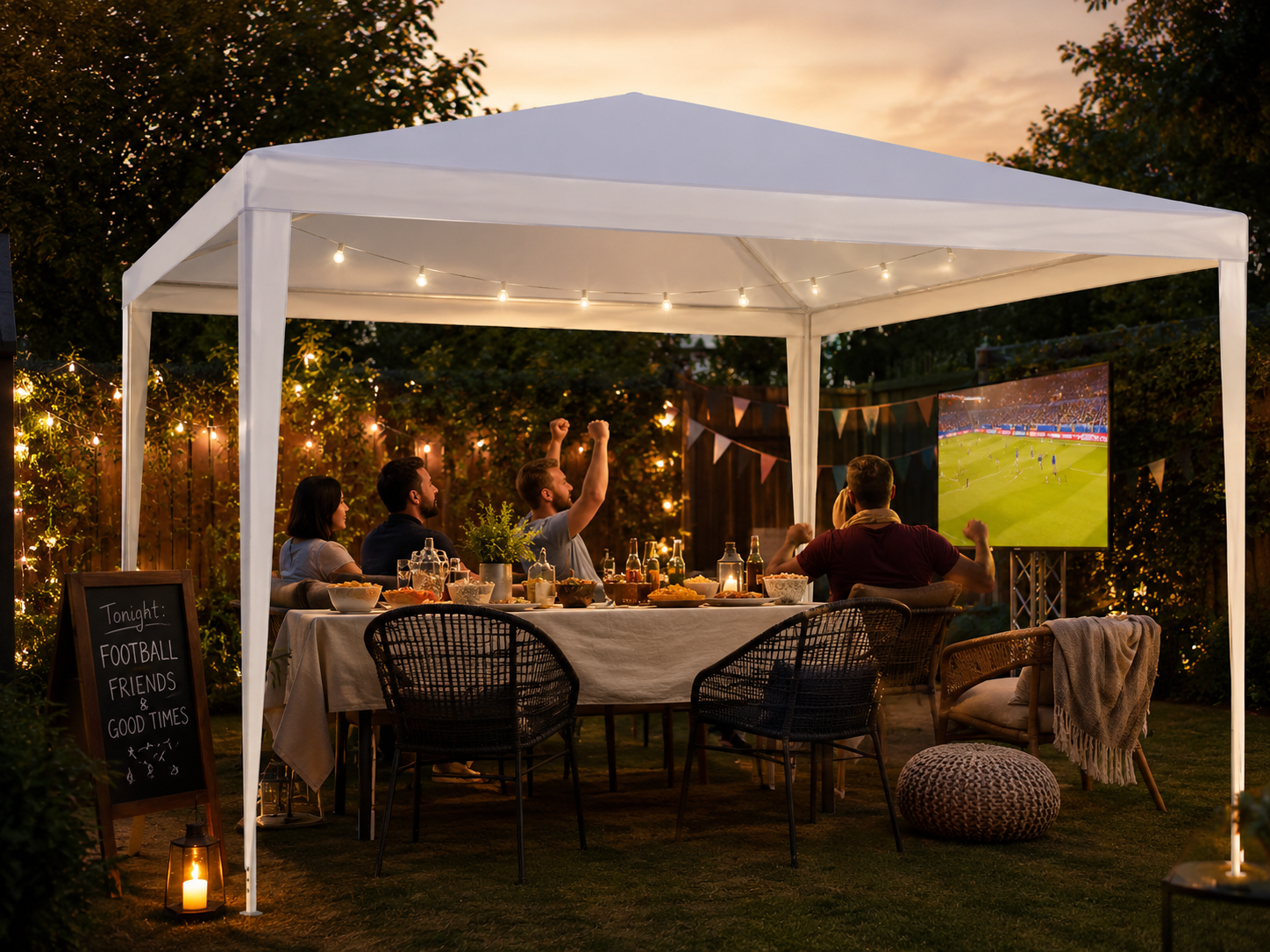 Tonnelle dans un jardin avec un espace extérieur convivial