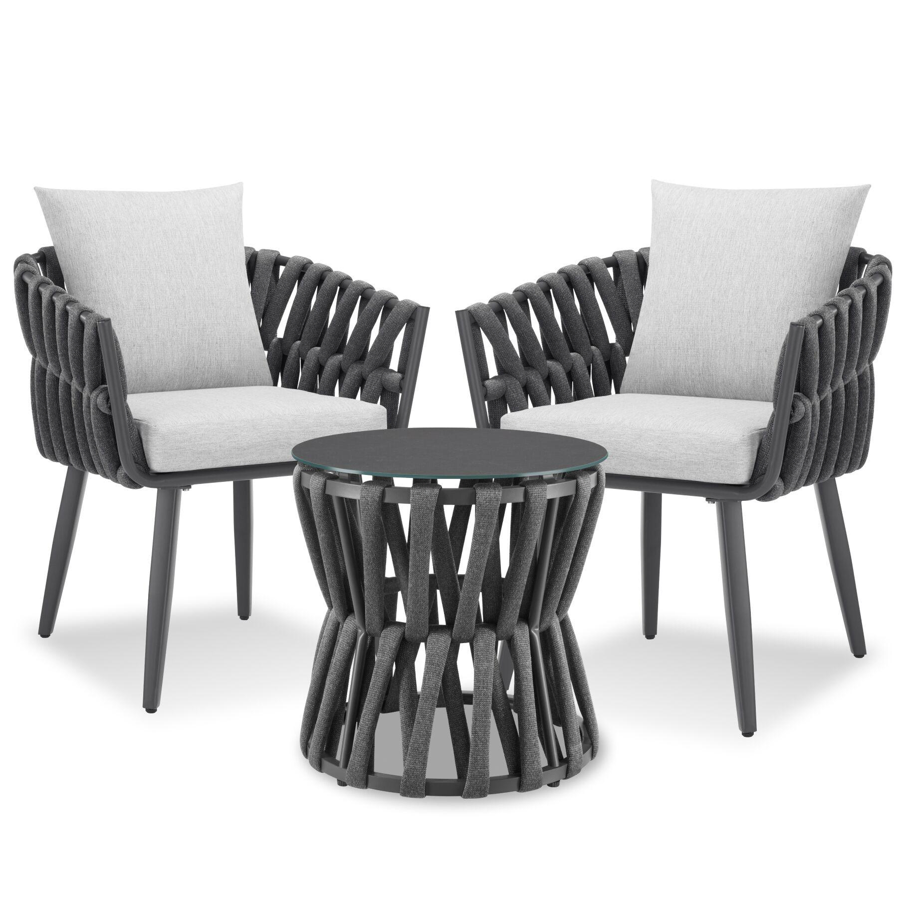 Ensemble Lugano au design tress&eacute;, structure en aluminium, pieds viss&eacute;s