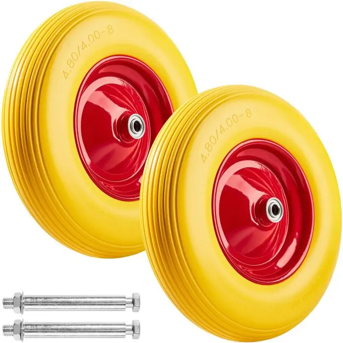 Lot de 2 roues pour brouette caoutchouc plein
