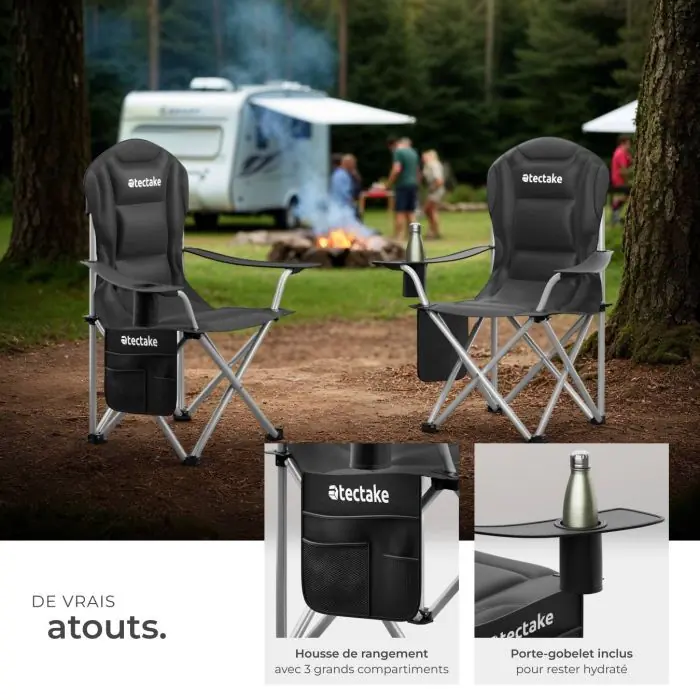 Chaise Pliante De Camping Berger Relax – Rembourrée, Porte-boisson Et Sac Inclus