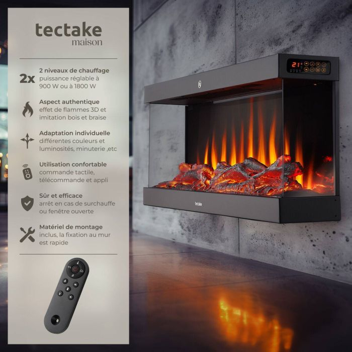 Cheminée électrique murale décorative LUCIANO acheter en ligne