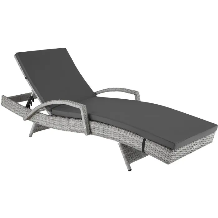 Chaise longue en rotin et aluminium Océane