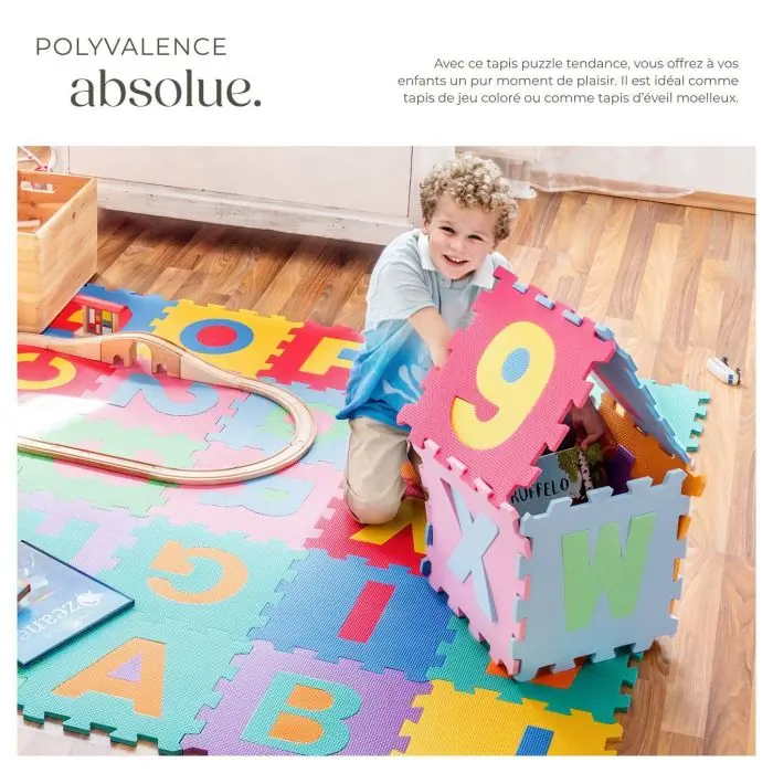 Tapis De Jeu Bébé Relaxdays 25 Pièces – Mousse EVA Multicolore Avec Bordure Relevable, Lavable