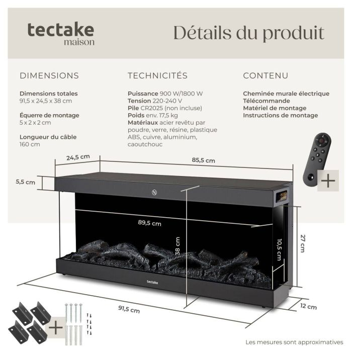 Cheminée électrique murale décorative LUCIANO acheter en ligne