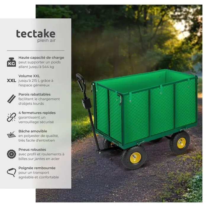 BTTN Chariot De Transport Pliable 120L – Charge 160 Kg – Roues Silencieuses 360° – Pour Jardin, Camping BTTN Chariot De Transport Pliable 120L – Charge 160 Kg – Roues Silencieuses 360° – Pour Jardin, Camping
