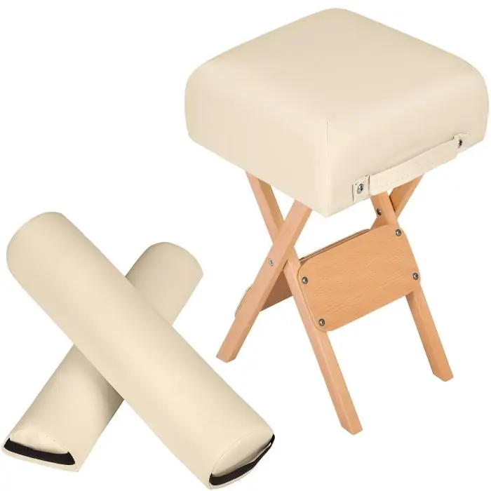 Ensemble tabouret pour table de massage avec 2 coussins de massage