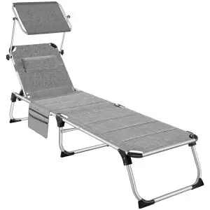 Chaise longue en aluminium Lorella, rembourr&eacute;e et pliable
