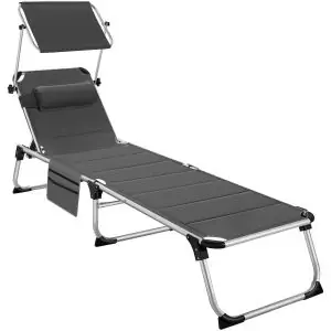 Chaise longue en aluminium Lorella, rembourr&eacute;e et pliable