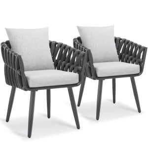 Chaise Lugano au design &laquo; Rope &raquo; avec structure en aluminium