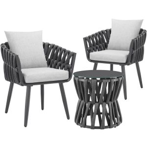 Ensemble Lugano au design tress&eacute;, structure en aluminium, pieds viss&eacute;s