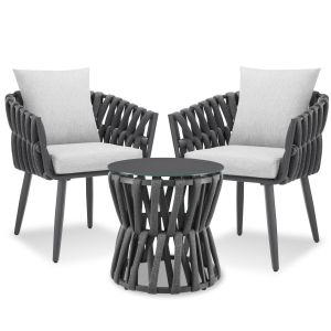 Ensemble Lugano au design tress&eacute;, structure en aluminium, pieds viss&eacute;s