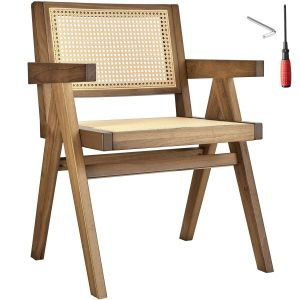 Chaise de salle &agrave; manger LISSY avec cannage viennois au style boh&egrave;me