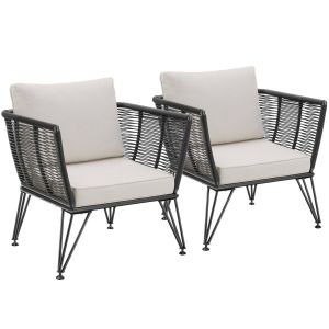 Lot de fauteuils de jardin en r&eacute;sine tress&eacute;e SUNDO