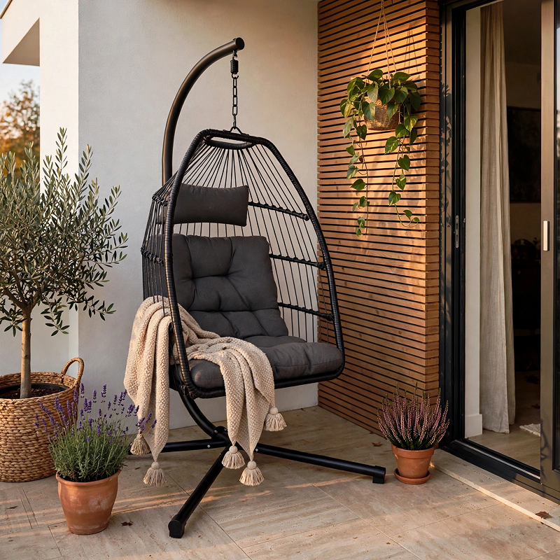 Fauteuil suspendu avec structure Ariane gris foncé
